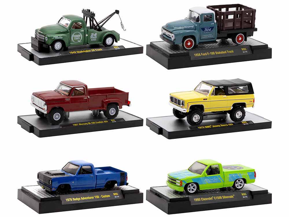 "Auto-Thentics" 6 piece Set Release 95 IN DISPLAY CASES Limited Edition 164 Diecast Model Cars by M2 Machines