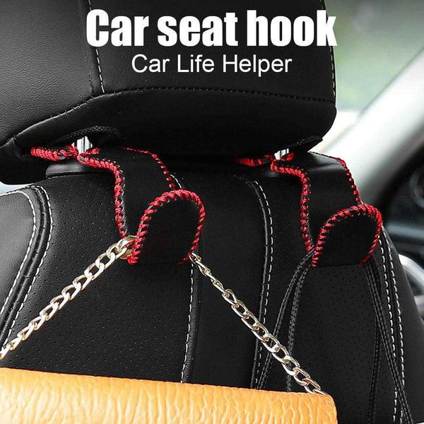 10PCS New Car Seat Headrest Hoo Leather Hidden Back Hanger Storage Holder Organizer Rear Rack For Purses Bags Interior Accessories