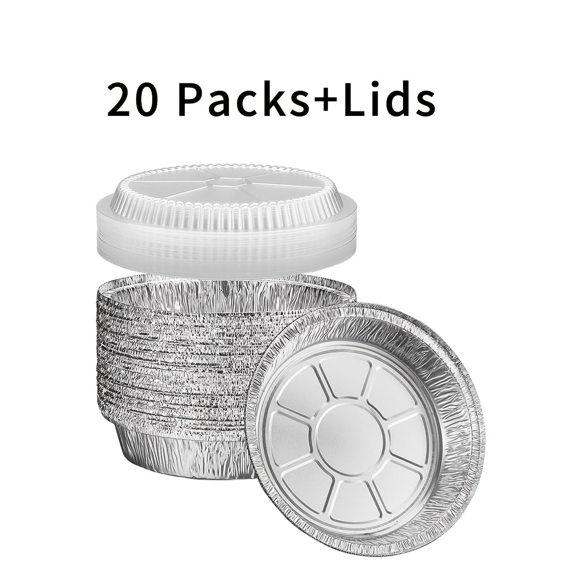 TEMU 40 Disposable Aluminum Foil Pan Packs With Clear Lids (20 Plates 20 Lids) - 7 Inch Round Aluminum For Baking, Storage, Heating, Serving - Round