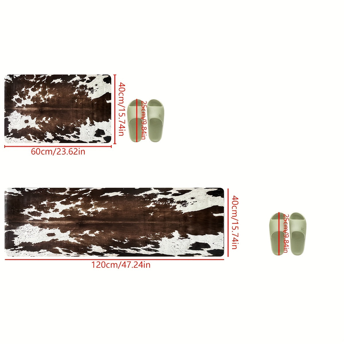 TEMU 2pcs Cowhide Patterned Kitchen Mats, Anti Fatigue Floor Mats, Unique Animal Skin Patterned Carpets, Anti Slip And Oil Resistant Foot Mats, Quick