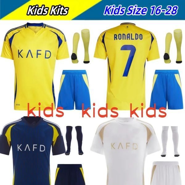Baby Kids 24-25 Al FC Nassrs Soccer Jerseys Kits Ronaldo 2024 2025 CR7 Mane Gonzalo Martinez Talisca Children Athletic Outdoor Football Shir