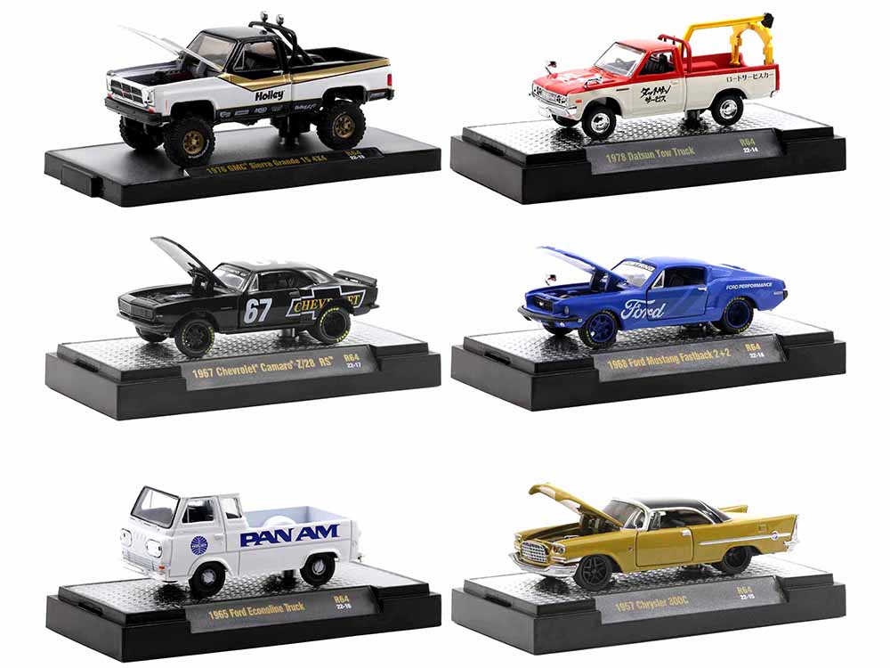 "Auto Meets" Set of 6 Cars IN DISPLAY CASES Release 64 Limited Edition to 9600 pieces Worldwide 164 Diecast Model Cars by M2 Machines