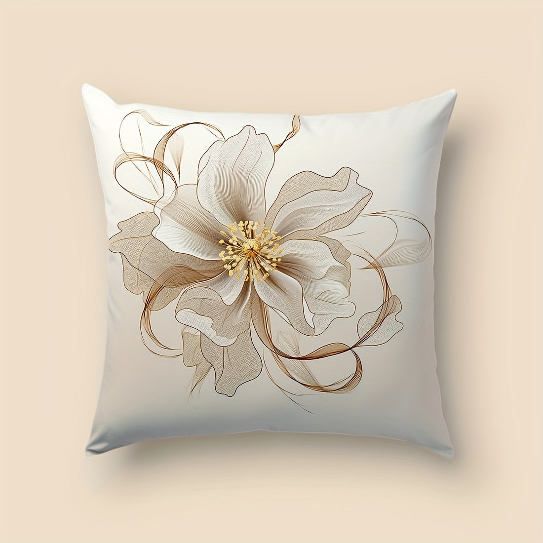 TEMU 1pc, 45x45cm Floral Simple Creative Large Velvet Pillowcase Car Interior Cushion Cover Living Room Sofa Bedroom Pillow Headrest Backrest