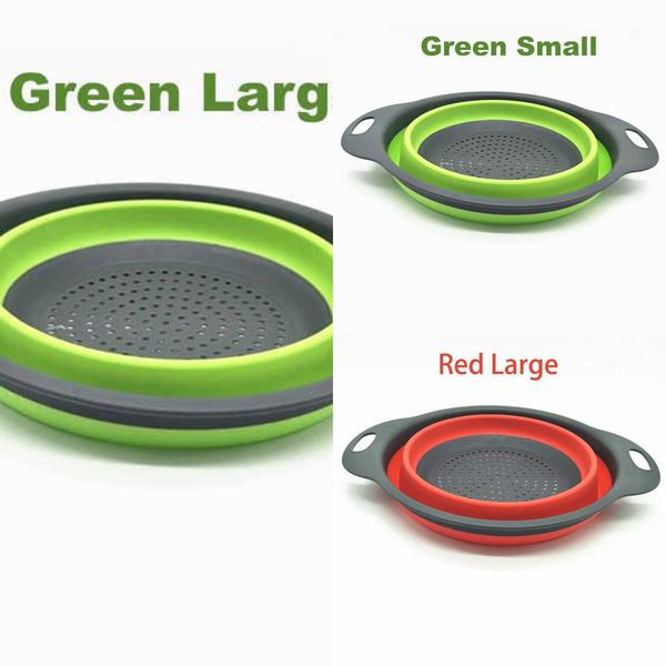 New Foldable Silicone Colander Fruit Vegetable Washing Basket With Handle Strainer Collapsible Drainer Kitchen Tools Cleaning Basin