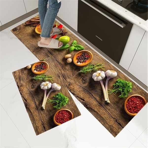 Carpet Vegetable Grains Spices Kitchen Mat Rectangle Doormat Bedroom Home Floor Decor Living Room Carpet Hallway Bathroom Antislip Rug 22100