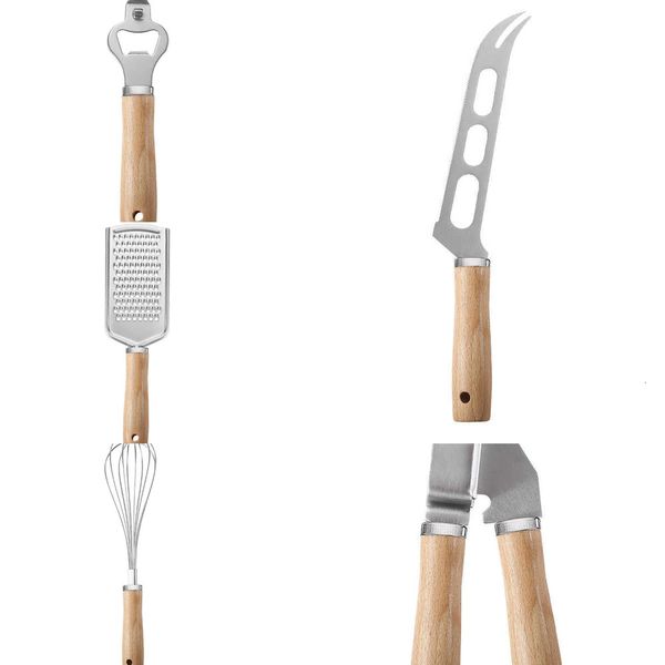 Update New Stainless Steel Utensils Set, Kitchen Small Tools, Wooden Handle Mixer, Peeler, Grinder Accessories F2