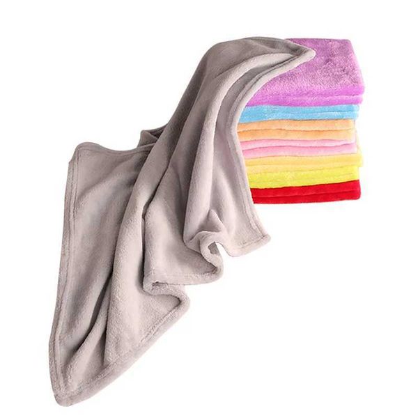 50*70cm Velvet Fleece Blanket for Baby Swaddling Small Throw Rug Bedding Cover Case Sheet Flannel Warm Solid Warm Micro PlushM240807