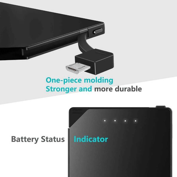 High Quality TNTOR ultra-thin mini power pack 5000mAh only 6mm thick fast charging power pack with built-in data cable suitable for iPhone 1