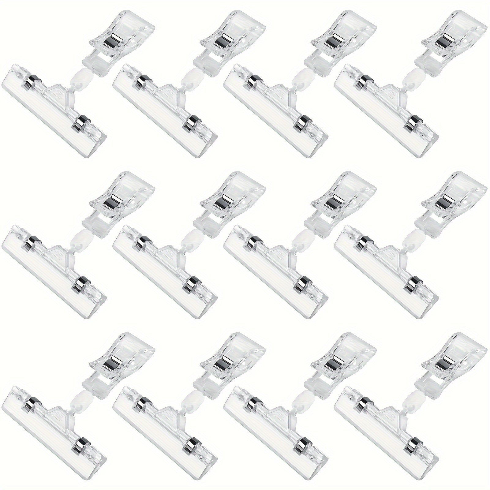 TEMU 12pcs Clear Plastic Price Tag Holders For Retail Display - Durable Office & Supermarket Use, 3x3.94" Clips For Advertising And Product Labels