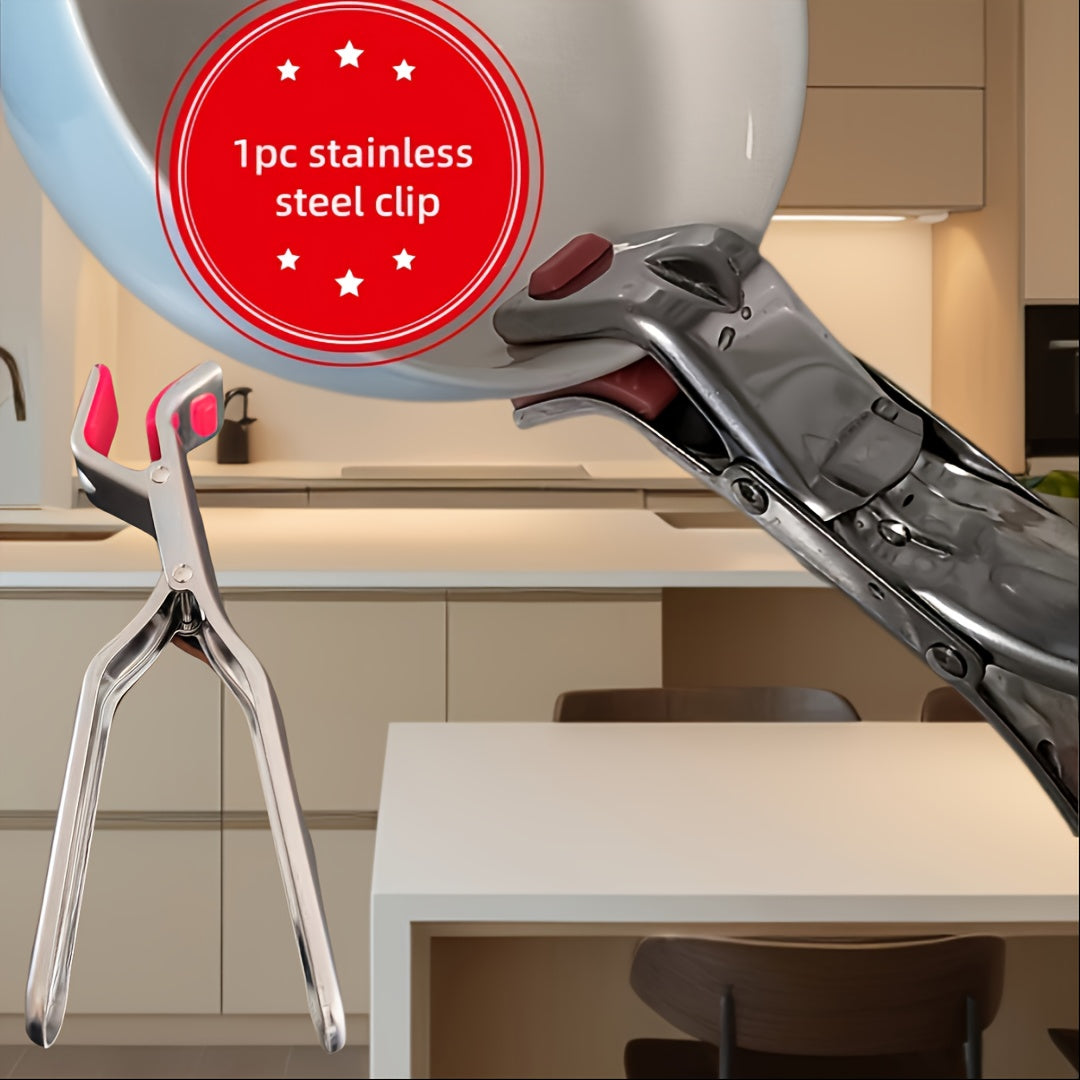 TEMU 1pc Heavy-duty Stainless Steel Tongs, Non-slip & Heat Resistant Kitchen Tool For Home-outdoor Rv Use - Easy To Clean