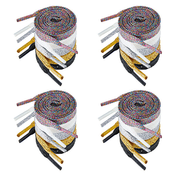 10 paio di lacci per scarpe in plastica riflettente glitterati di 5 colori