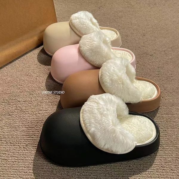 Womens PVC Waterproof Winter Warm and Comfortable Bedroom Slippers Mens Indoor Cotton Slippers Clogs Indoor and Outdoor 241106