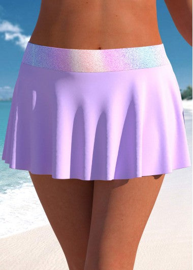 Modlily Plus Size Mid Waisted Light Purple Ombre Pantskirt - 3X