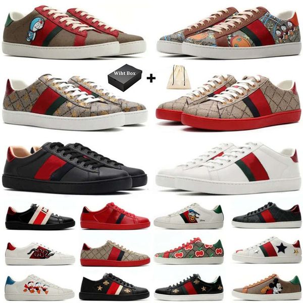 Hot 2024 Casual Luxury Designer Shoes Sneakers Dress Tennis Chaussure Men Women Lace-Up Classic White Leather Pattern Bottom Cat Tiger Print