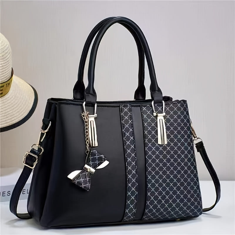 TEMU Chic Wo 's Handbag With Large Capacity - Fashionable Design, Triple-layer Pockets, Zip Closure - Available In Khaki, Green, Black