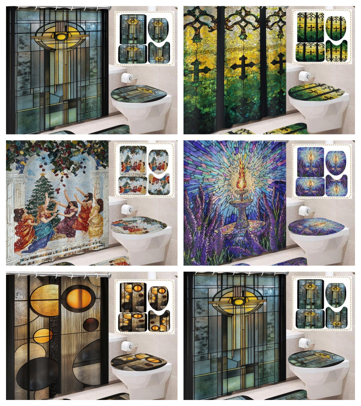 Customized geometric pictures Simple pattern waterproof shower curtain or waterproof curtain set