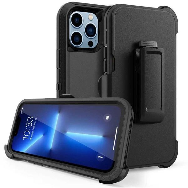 3 IN 1 For iPhone 14 13 12 11 15 16 Pro MAX MINI XR XS MAX X SE 7 8 Plus Heavy Shockproof PC+TPU Rugged Phone Case + Belt ClipT250113
