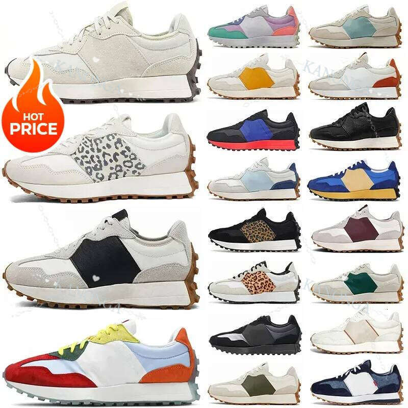 327 Running Shoes Womens Designer Sneakers Mens Sea Salt Vintage Beige Moonbeam Leopard Print Black White Orange Grey Men Trainers Size 36-45