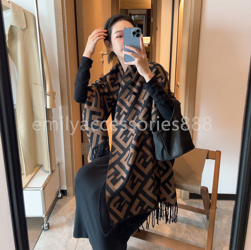 Designer scarf for women cashmere scarf men and women winter scarves ladies luxury shawls big letter pattern sjaal wool long tassel wraps print pash