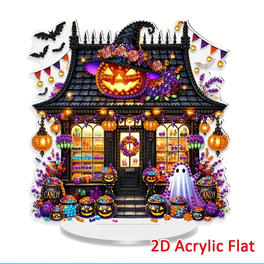 TEMU 2d Flat 5d Diy Halloween-themed Diamond Painting Kit, With Irregular-shaped Acrylic Crystals, Creative Handmade Desktop Decoration, Festive