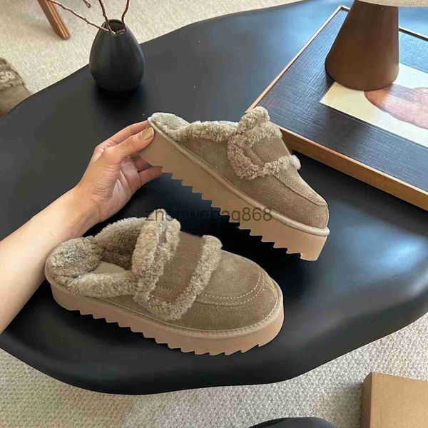 Slippers Fur Slippers Men Women Slides Designer Sandals SlipOn Flip Flops Chestnut Grey Blk Sand Keep Warm Casual Platform Shoe Man Thick Bo