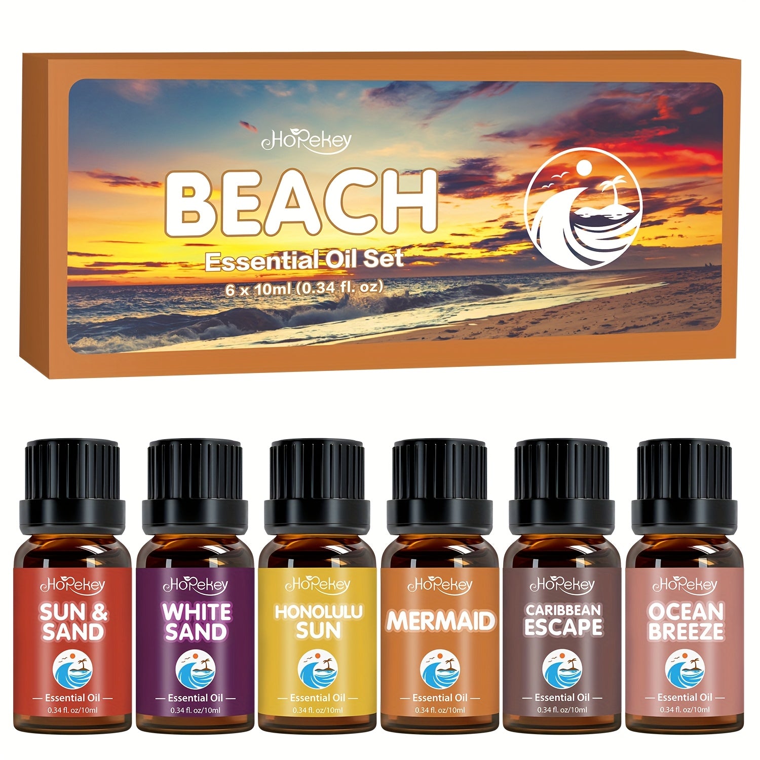 TEMU Beach Essential Oil Set (6*10ml) - Coconut Tree , , , Shell , Suitable For Machine, Diy Candle, Suitable For Face-body-hair-nails - Best