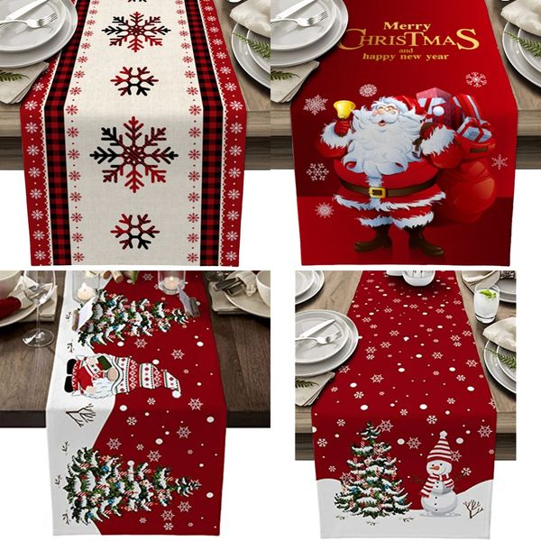 19 Styles Mesa de Natal Runner Merry Christmas Tolera de mesa Xmas Holida de inverno Home Kitchen Dining Sala Decorações de mesa 33*180cm