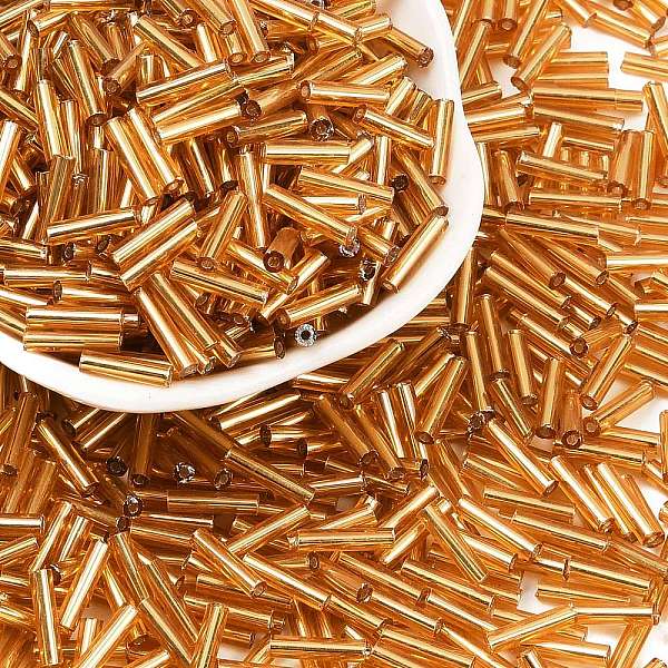 Rocailles tubes de verre transparent doublé d'argent