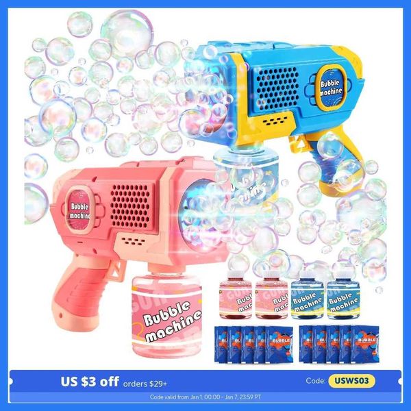 tone 2-Pk Bubble Gun Auto Light-Up Blower 40 Refills Toddler Toy Outdoor-Par GiftY250120