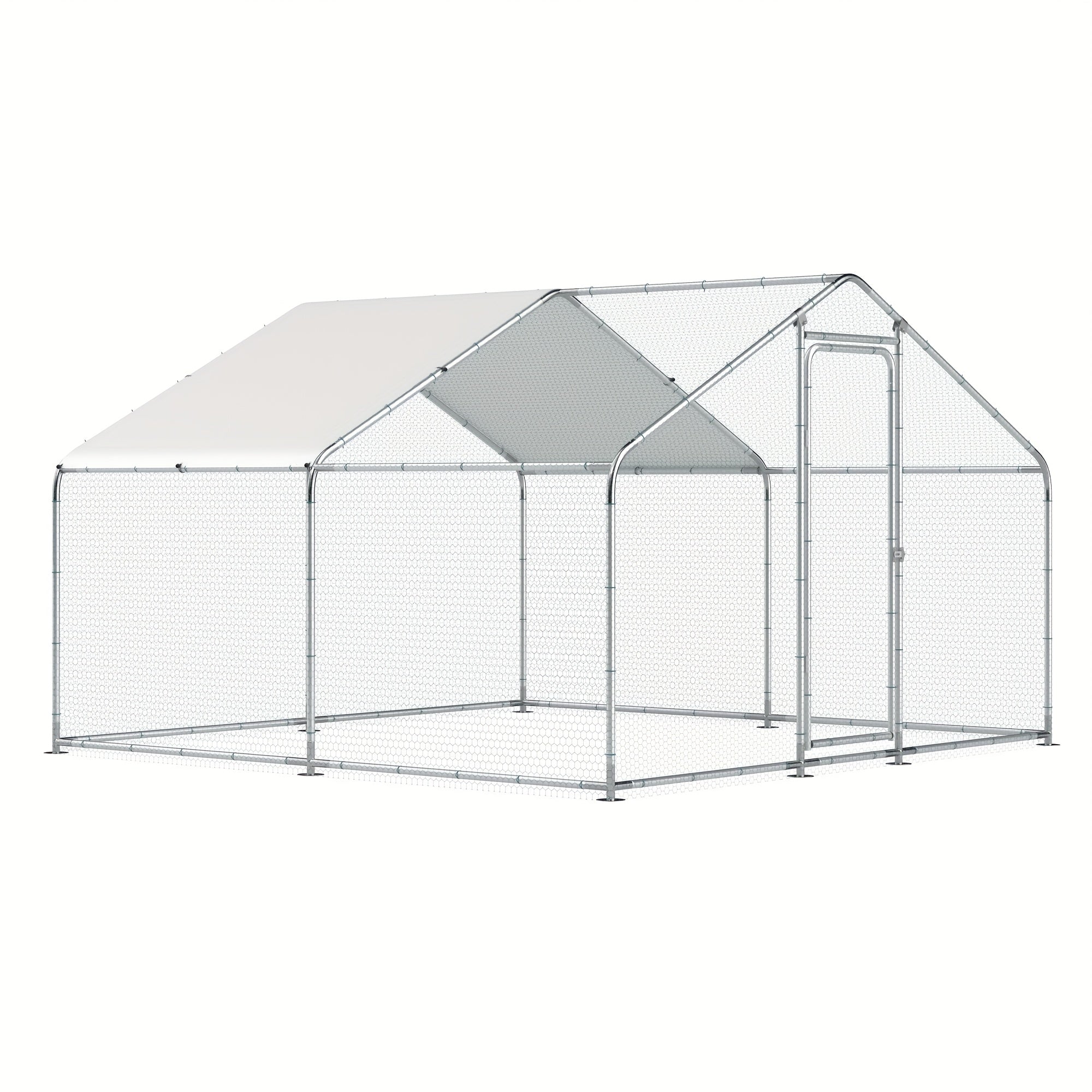 TEMU Chicken Coop For 20-40 Chickens Walk-in Chicken House Poultry Cage Large Metal For Small Animals Backyard Outdoor With Waterproof Cover