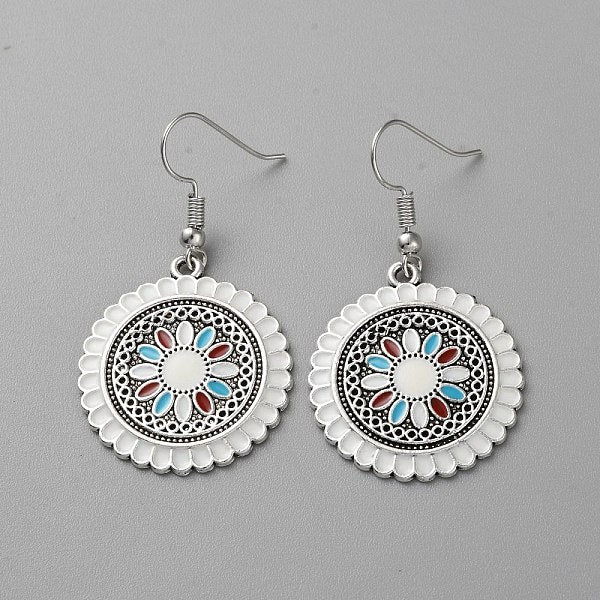 Boucle d'oreille pendante en alliage d'émail pour femme