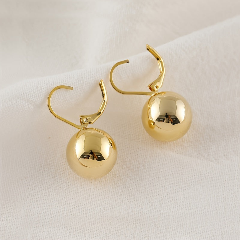 TEMU Chic Vintage-inspired Alloy Ball Hoop Earrings For Women - Versatile & , Casual Attire Or Parties