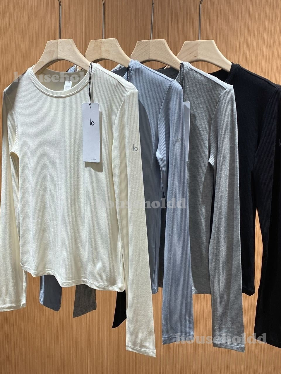 Women&#039;s Designer Ribbed Cotton Long Sleeve T-Shirt Stretchy Workout Top for Pilates Yoga & Gym Training Tees