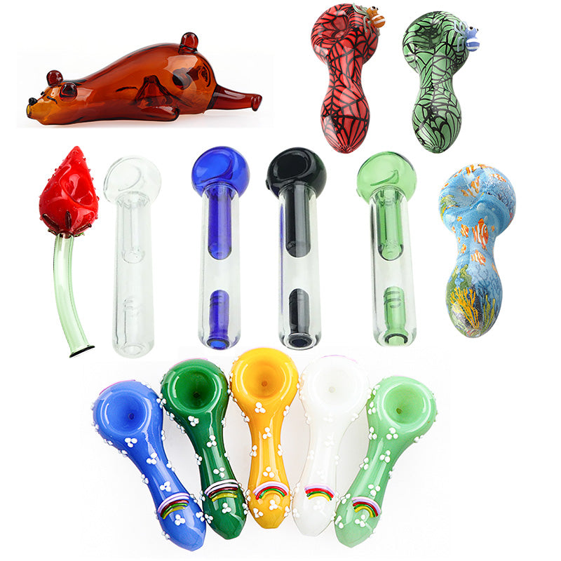 Glass Pipes 4.0-4.5-4.7-5.5-6 inch Glass Pocket Bubbler Pipe with Large Side Carb Hole Mini Glass Spoon Hand Pipe Tobacco Smoking Water Bong Pipes