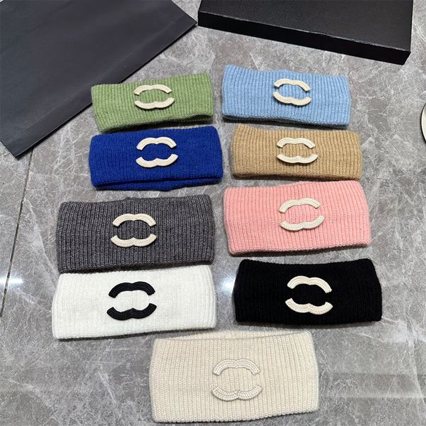 Designer Hand Wool Knitting Headbands HairBands for Women Triangle Letter Headband Elastic Yoga Sports Fiess HeadWrap HairJewelry