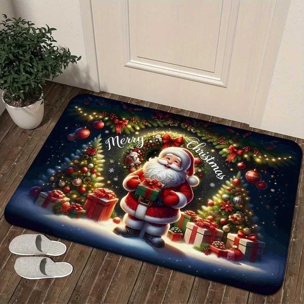 Santa Claus holiday design welcome door mat home decoration kitchen ceiling balcony rug kitchen floor mat Christmas decoration X241024