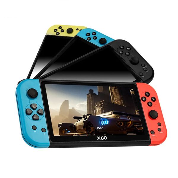 O mais novo x80 7 polegadas HD grande arcade quad core 16 GB Console de jogo portátil embutido 40000+Retro Games PSMame HD TV Out fora