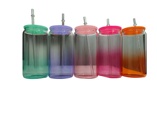 16oz gradually changing colored transparent beer glass also offers a variety of lids for you to choose from, including bamboo, plastic, and