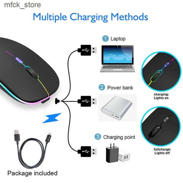 Bluetooth 2.4GHz Wireless Mice Rechargeable Silent LED Backlit USB Gaming Mouse 1600DPI for PC Laptop J241220 J2252