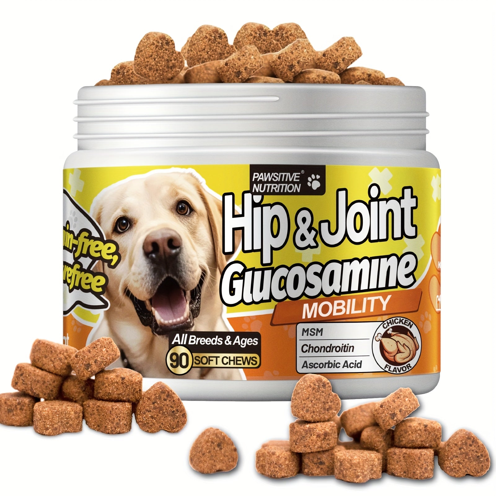 TEMU Nutrition Hip & Supplement, For All Dogs -bone And Muscle, Mobility And Flexibility- With , Chondroitin, & Msm - All Breeds & Ages- 90 Chews,