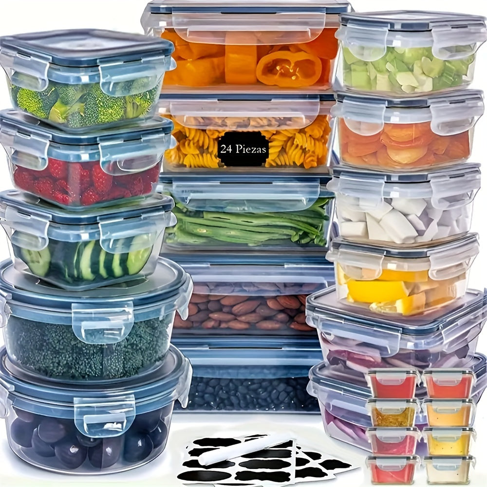 TEMU 24pcs Bpa-free Food Storage Container Set - Microwave & Dishwasher Safe, Reusable Plastic Organizer For Fruits, Vegetables, Meat, Eggs, Ginger,
