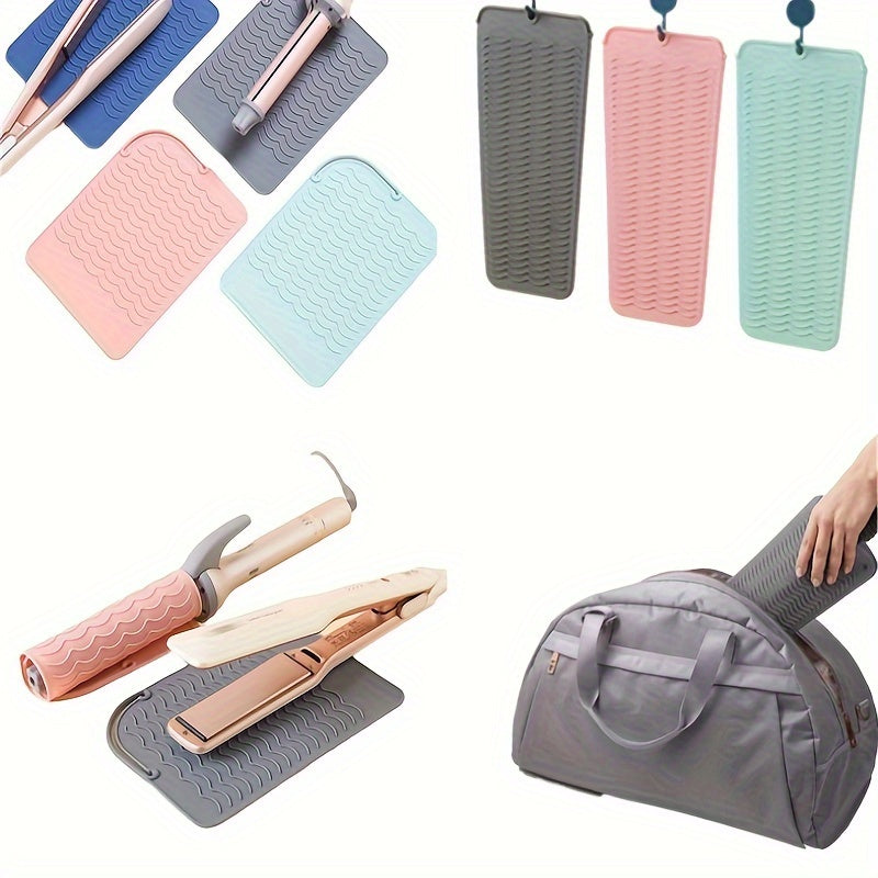 TEMU 3pcs-set Silicone Heat Resistant Mat Portable Hair Straightener Insulation Pad Silicone Non Slip Mat (random Color)