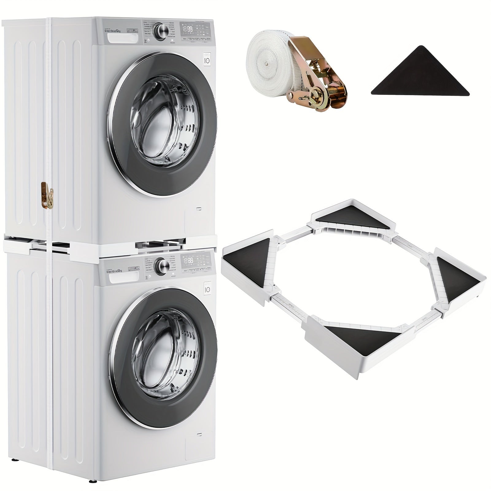 TEMU Seisso Washer Dryer Stacking Kit, Universal Stacking Kit For 27"-26"-25"-24" Washing Machine & Dryer, Adjustable Laundry Stacking Kit With Fix
