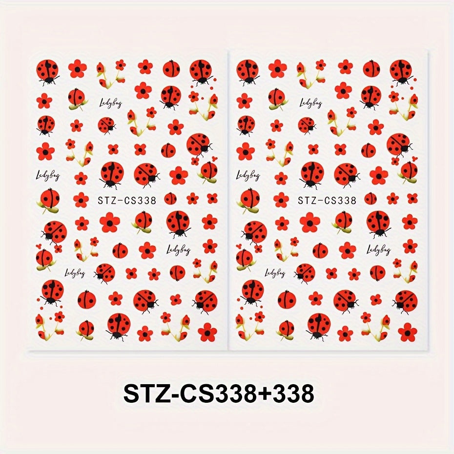 TEMU 2pcs 3d Cartoon Nail Stickers Cute Insect Self-adhesive Manicure Decal Charms Foils