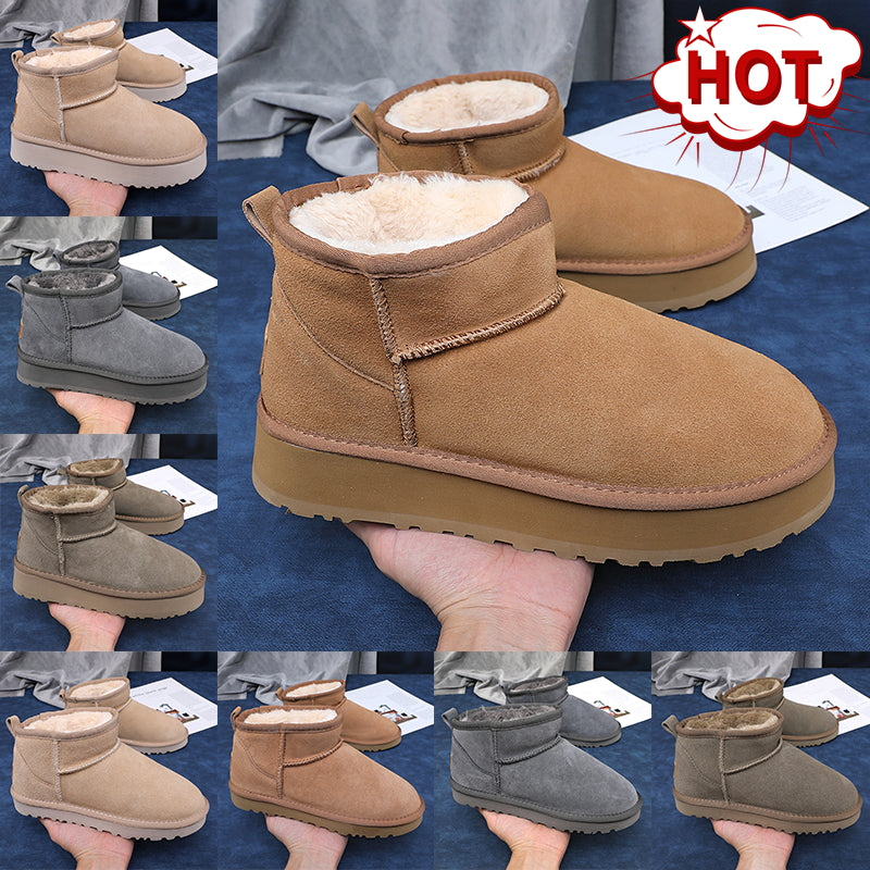 uggssneaker Men Women Classical Snow Tazz Slippers Fur Suede Wool Slipon Winter Warm Shoes Luxury Ankle Size