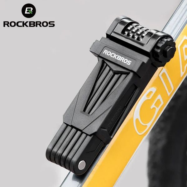 ROCKBROS Bike Lock Zinc Alloy Four-Digit Security Anti-Theft Lock Foldable Password 85CM Lock Door MotorBike Accessories 241212