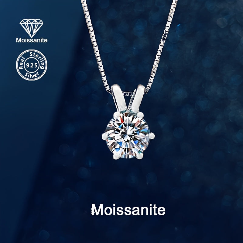 TEMU 925 Silver 1ct White Moissanite Fashionable Cute Versatile Women's Rabbit Pendant 6 Claw Necklace Wedding Anniversary Birthday Gift Daily