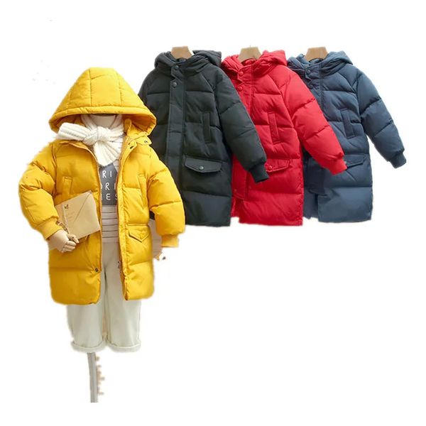 Russia New Winter Long Thick Down Jacket For Girl Boys Clothes Hooded Parka Coat Kids Snowsuit Outerwear Clothing 969e