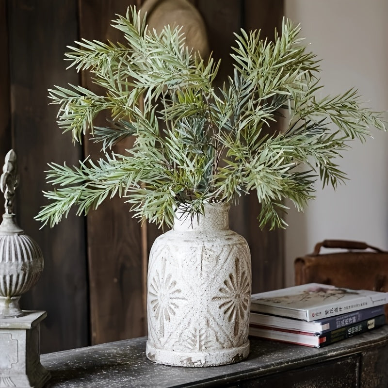 TEMU 1pc Farmhouses Ceramic Vase, Decorative Floral Texture Vase For Home Decor, Living Room Decor, Shelf Decor, Autumn Thanksgiving Halloween , Home