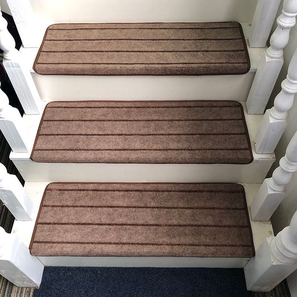 15PCS Stair Tread Carpet Mats Self Adhesive Stair Mat Stair Mat Anti-Skid Step Rugs Safety Mute Floor Mats Indoor Warm Pad 65x24